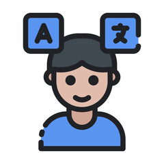 Translator education language learning school, back to school line icon