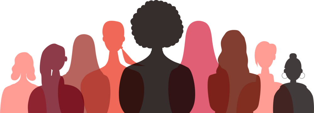 Women of different ethnicities together. Transparent background.