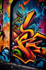Obraz premium Graffiti on the wall. Urban wallpaper. AI