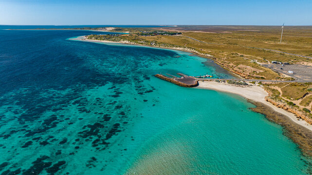 Aerial of the Ningaloo Reef, Coral Bay, UNESCO World Heritage Site, Western Australia, Australia, Pacific