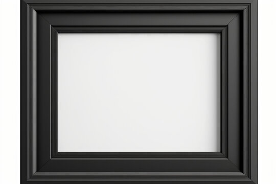 Simple black thin wooden picture frame border for modern wall on background Generative AI