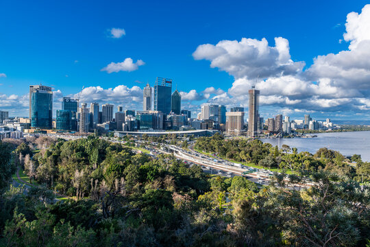 View over the Business District from Kings Park and Botanic Garden, Perth, Western Australia, Australia, Pacific