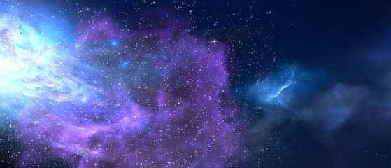 Space background. Abstract galaxy, universe. Magic sky, purple space.  3d render