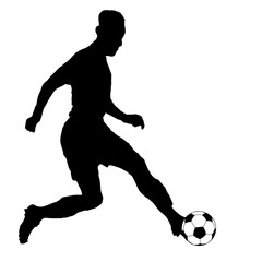 Fototapeta na wymiar Silhouette of Soccer Player Dribbling ball, originating image from Generative AI technology
