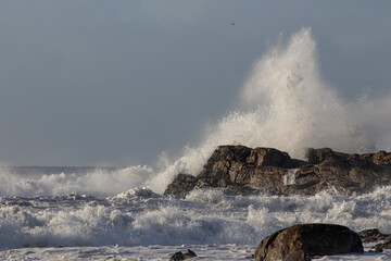 Rough sea in the middle of cliffs