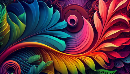 Illustrativer Hintergrund aus Blättern, Generative Art