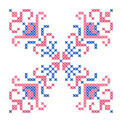 Folk pattern cross stitch snowflake or flower
