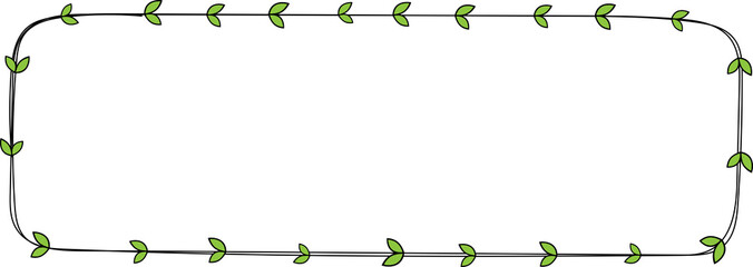 Hand drawn rectangle frame decoration element with leaves clip art