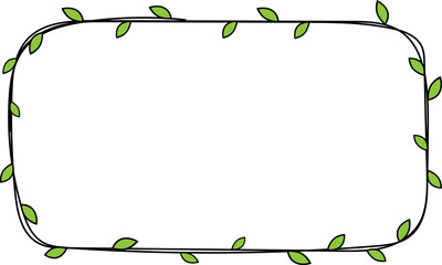 Hand drawn rectangle frame decoration element with leaves clip art