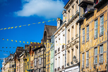 Fototapeta na wymiar Street view of downtown Troyes, France
