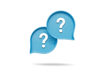 Question mark with speech bubbles on white background