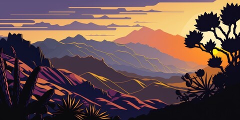 Mexico's Oaxaca mountains at sunrise. Generative AI