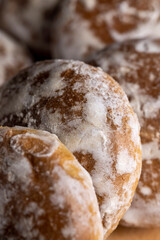 Powdered sugar gingerbread on the table