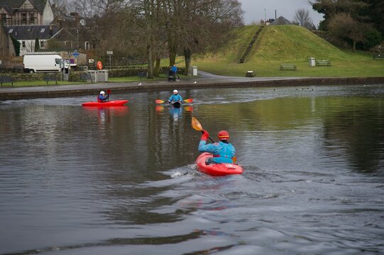 Three Canoes on The River Teith