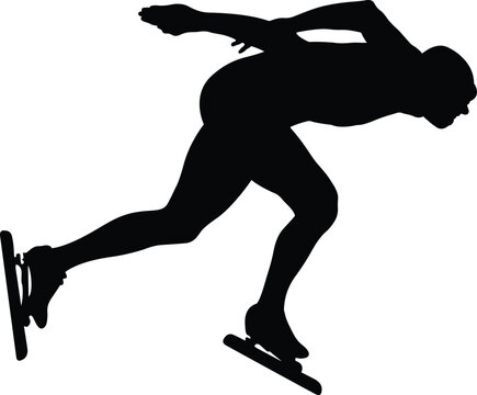 black silhouette athlete speed skater