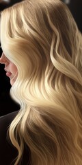 Naklejka premium Beautiful girl with ultra blond hair coloring. stylish hairstyle made in a beauty salon.