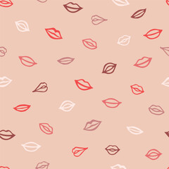 Vector seamless pattern with hand drawn lips. Design for textile, wallpaper, wrapping paper.