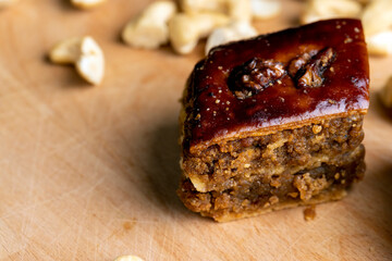 A piece of fresh and soft baklava