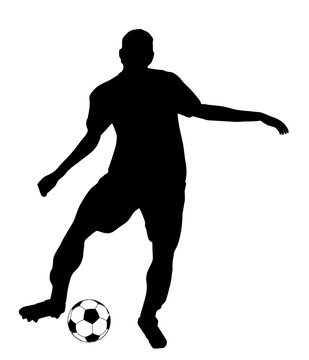 Silhouette of Soccer Player Dribbling ball, originating image from Generative AI technology