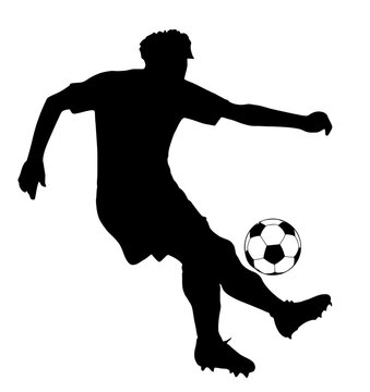 Silhouette of Soccer Player Dribbling ball, originating image from Generative AI technology