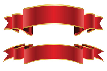 Flat vector ribbons banners set isolated on white background.