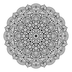Mandala coloring page pattern art, floral doodle mandala for coloring pages interior