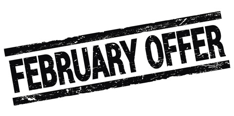 FEBRUARY OFFER text on black rectangle stamp sign.