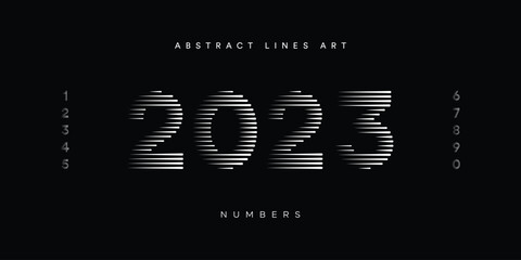 Number Font with Abstract Line Pattern