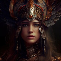 Portrait of a beautiful priestess. Image of an ancient princess. Generative AI Art