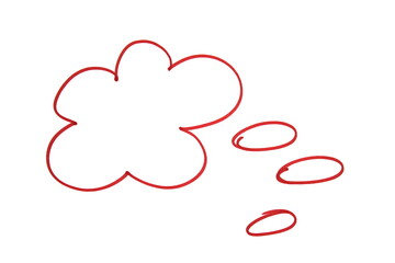 Dialog cloud drawn with brown marker on a white background.