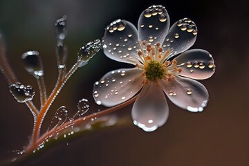 plant macro photography. flower macro photography. flora of the fall. images of the dew Wildflowers. Generative AI
