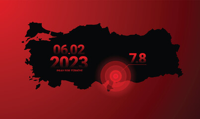 T&uuml;rkiye earthquake february 6, 2023. Pray For Turkey. 7.8 points. Vector
