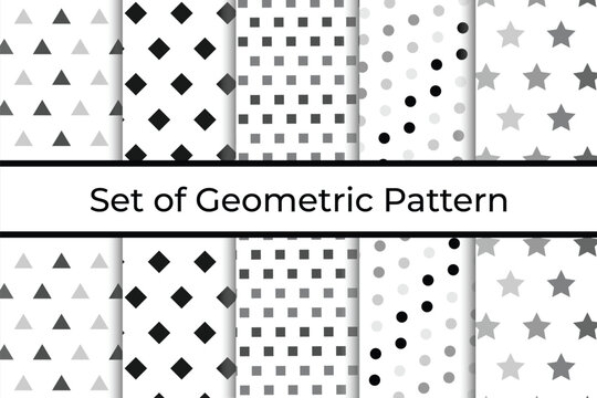 set of 5 geometric pattern texture design.