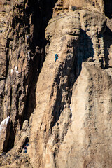Couple of Mountain Climbers Climbing a Cliff in Smith Rock State Park, OR
