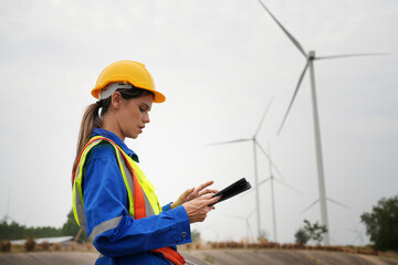 Portrait of young female engineers of Wind Turbine. 
