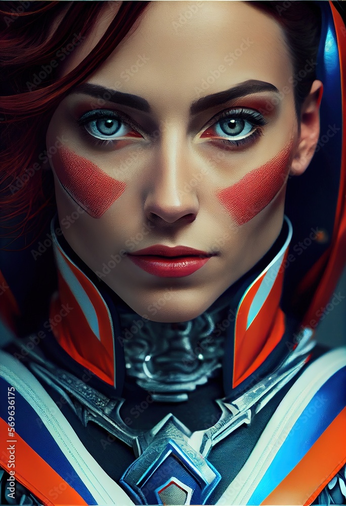 Wall mural portrait of an astronaut in a spacesuit. high-tech astronaut from the future. the concept of space t