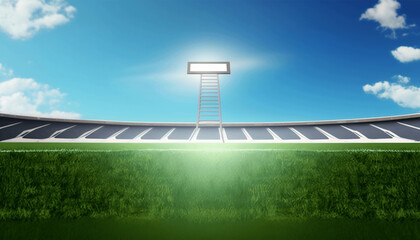 simple american football field at bright blue daylight