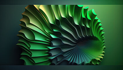 Vibrant Green Abstract Shape, 3D Render, Modern Gradient, Floating Effect, Chromatic Poster Design Template
