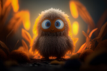 Adorable and lovable character 3d cute, 3d cartoon character monster Generative AI, AI Generative, Illustration AI, AI Illustration