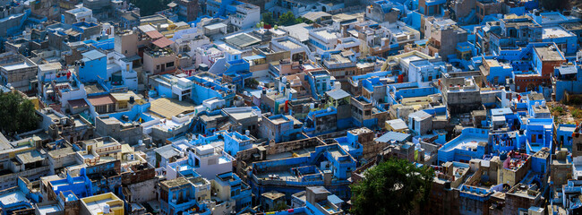Jodhpur, the Blue City seen from Mehrangarh Fort, Rajasthan, India, Asia - 569636594