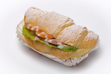 Stuffed croissant on a white background