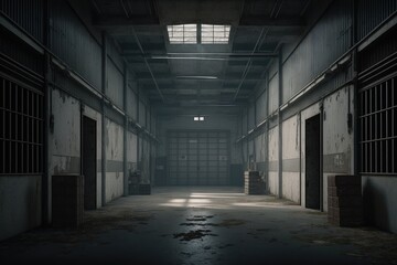 Fototapeta premium Empty Warehouse - Created with Generative AI