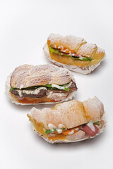 Stuffed croissant on a white background