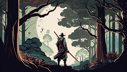 Samurai in the Forest Generative AI