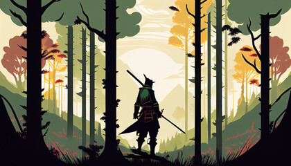 Samurai in the Forest Generative AI