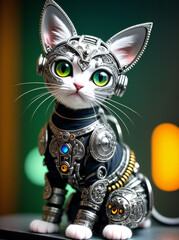 Un Gatito Cyborg Adorable: Lindo y Futurista, IA Generativa