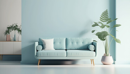 Blue Sofa Minimalist Interior