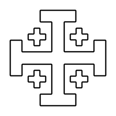 Fototapeta premium jerusalem cross icon on white background, vector illustration.