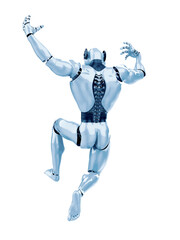 cyber tigerin is jumping rear view