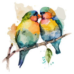 two parrots on a branch